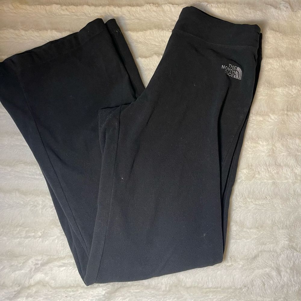 North Face Womens Sz XS Black fleece Pants Straight Leg Bootcut Drawstring EUC